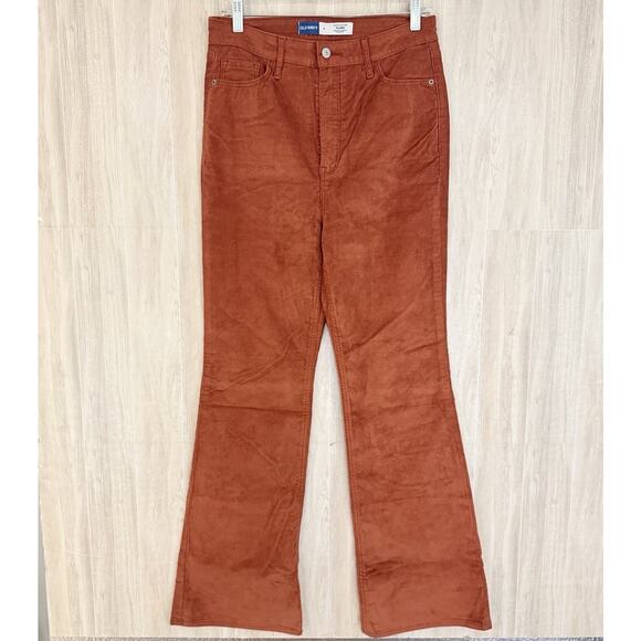OLD NAVY Corduroy Pants Jeans Women 8 Popular Higher High-Rise Flare Rust Orange - Picture 1 of 14